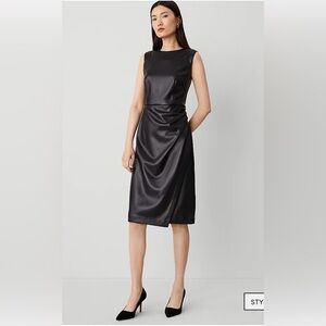 NWT Ann Taylor Petite Faux Leather Sheath Dress